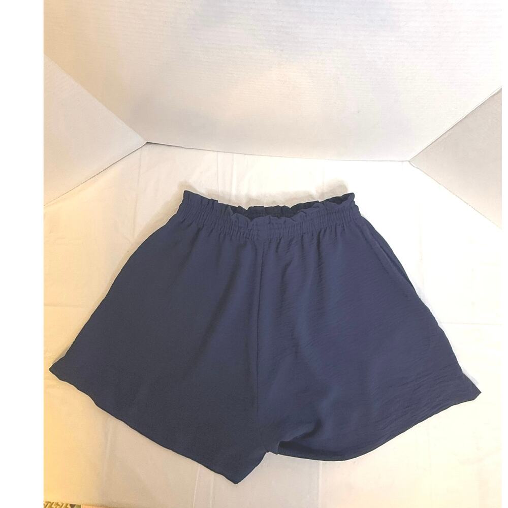Terranova Navy Paperbag Waist Crinkle Shorts S - Picture 2 of 8
